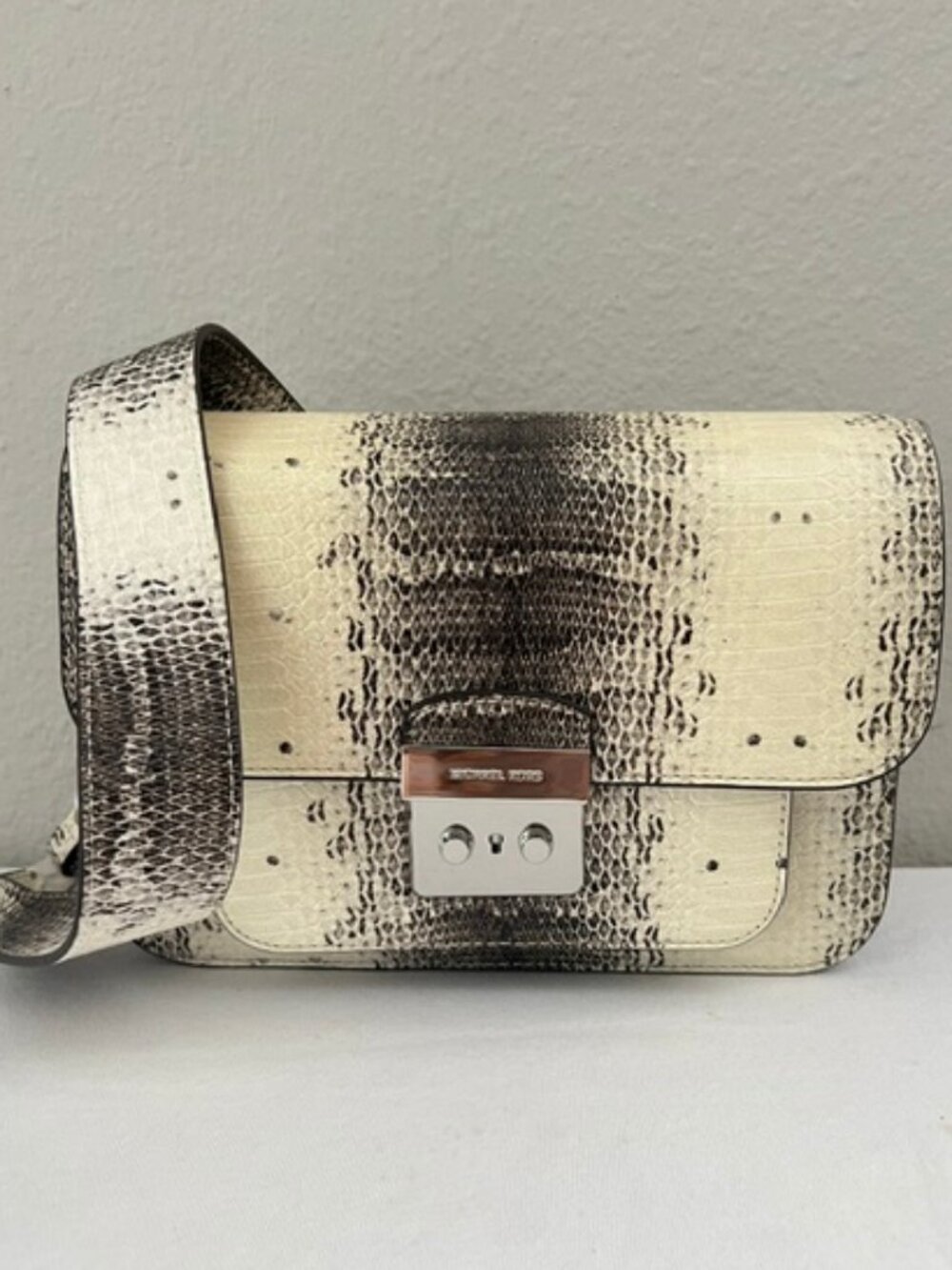 Michael Kors Sloan Editor Snake-Embossed Leather Shoulder Bag Two Shoulder Strap